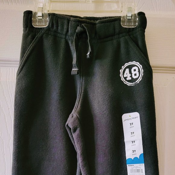 BNWT Dark Gray FLEECE PANTS w/POCKETS Sz 2T (drawstring & lightweight!) - Picture 6 of 8